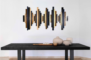 Soundwave Wall Art in Black, Brown & Navy