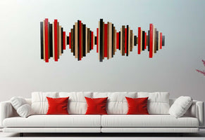 Soundwave Wall Art in Black, Brown & Red