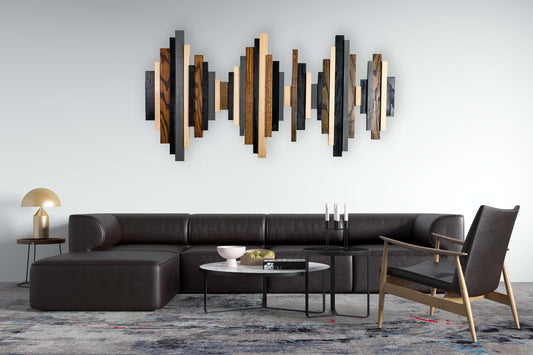Soundwave Wall Art in Black, Brown & Gray