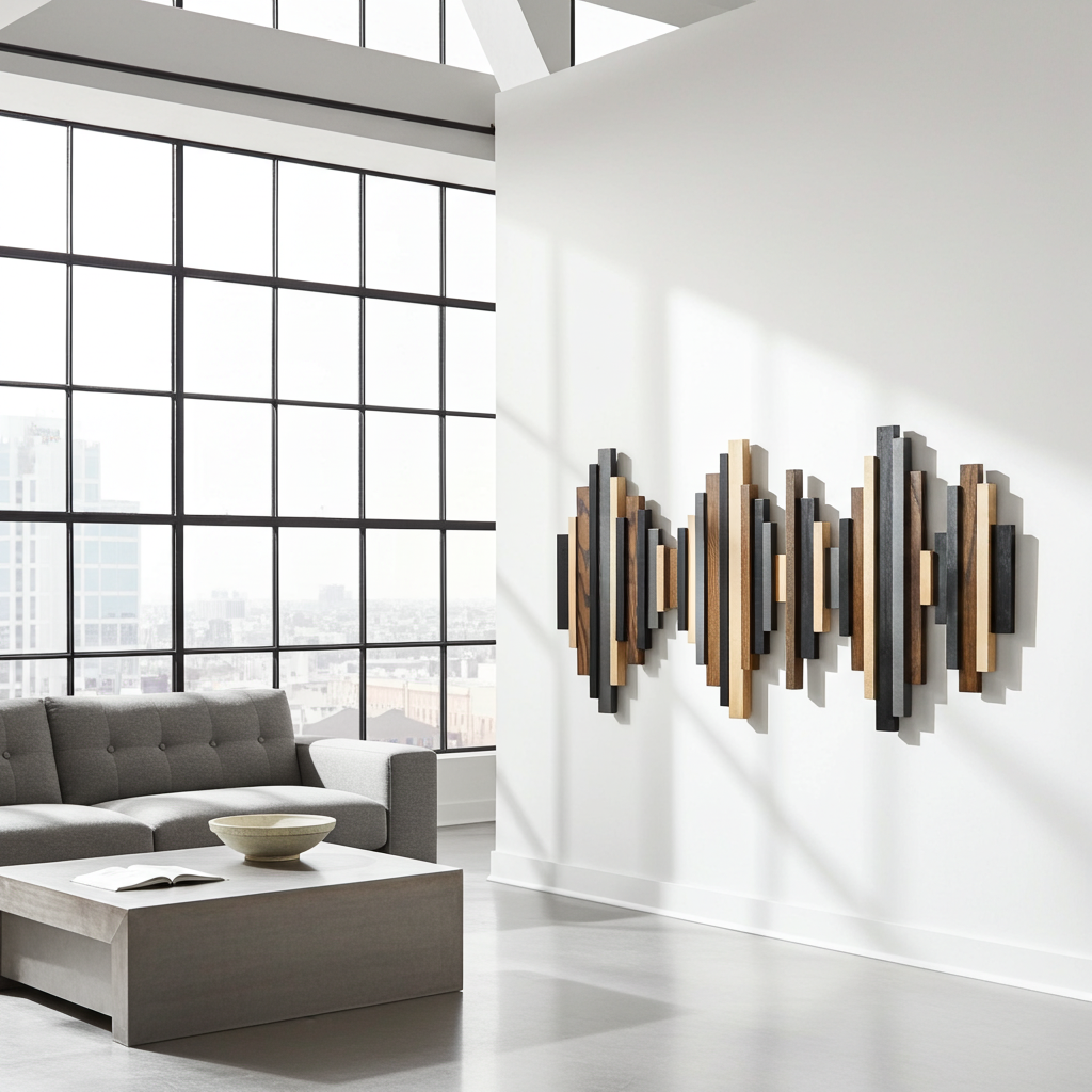 Soundwave Wall Art in Black, Brown & Gray