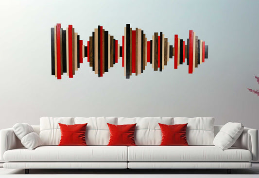 Soundwave Wall Art in Black, Brown & Red